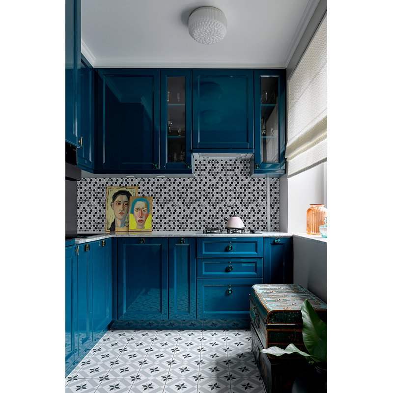 Carreau de mosaïque rond pour mur et plancher en verre 0,9 po x 0,9 po Gaia, Granit