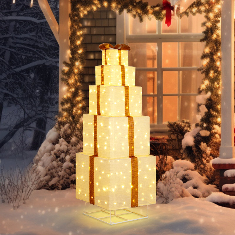 Décoration de Noël illuminé blanc cassé 5 niveaux Collasipble 