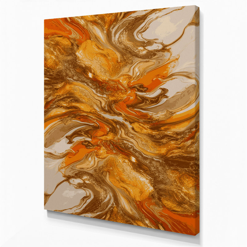 Abstrait art fluide sur toile brune 9, H 30 po x l 20 po