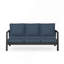 Canapé de patio 75 po 3 places en aluminium toutes saisons avec coussins bleus épais et structure noire-565468534