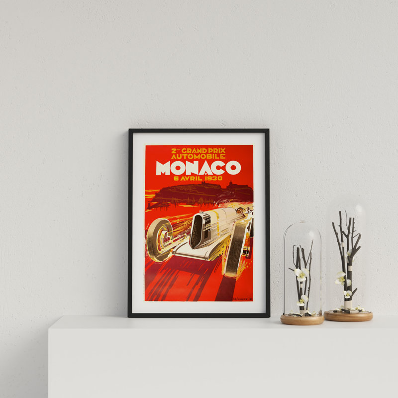 Retro Motor Racing Monaco GP 1930 by Vouvart - Single Picture Frame Print