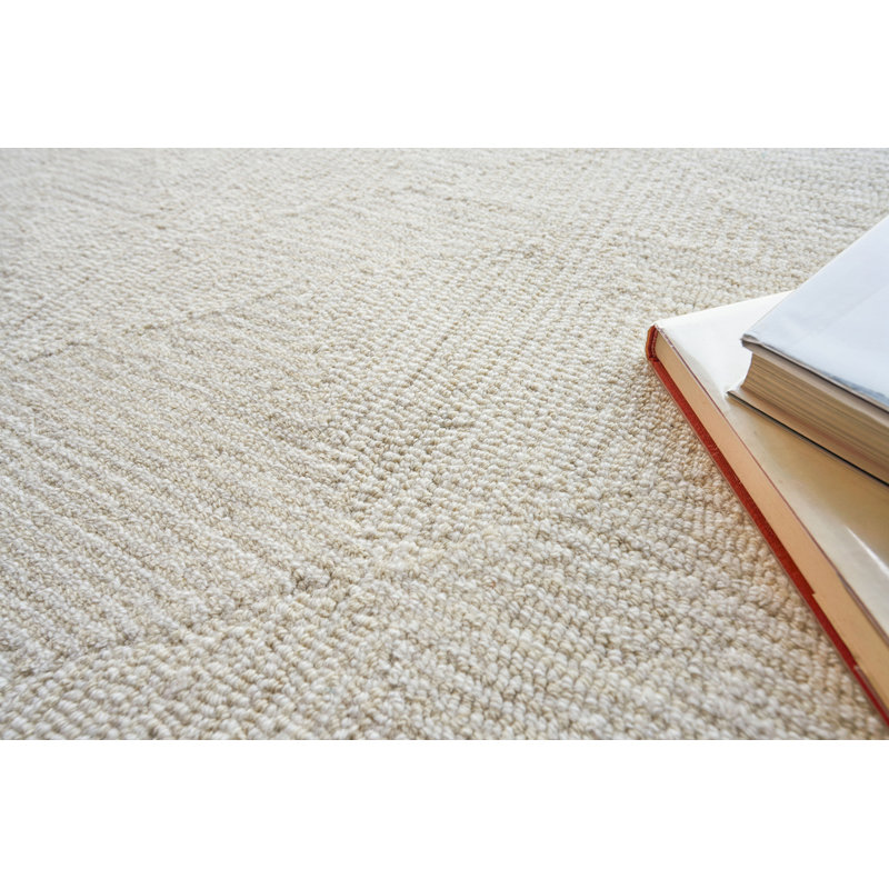 Caprice Geometric Handmade Tufted Area Rug, Rectangle 6' x 9', Light Beige/Ivory