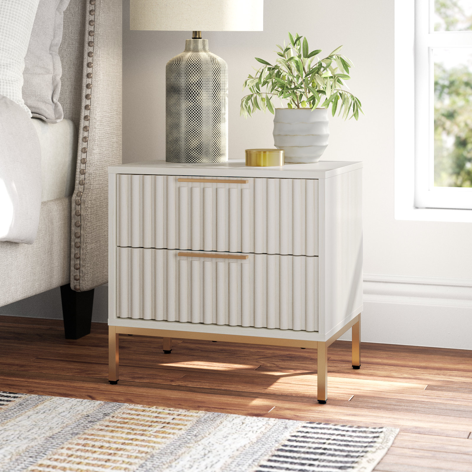 Burgess Nightstand, Bleached White