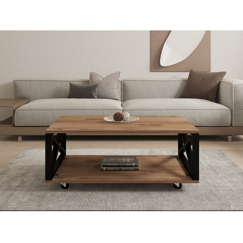 Table basse avec rangement Cheznie Wheel, Brun