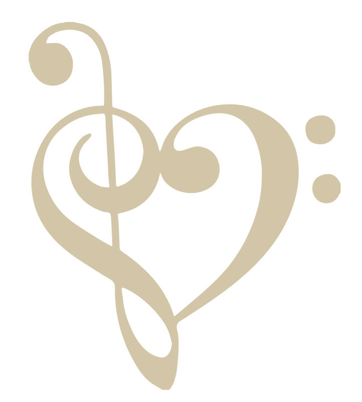Décalcomanie murale coeur musical, Beige, H 24 po x l 20 po x P 0,01 po