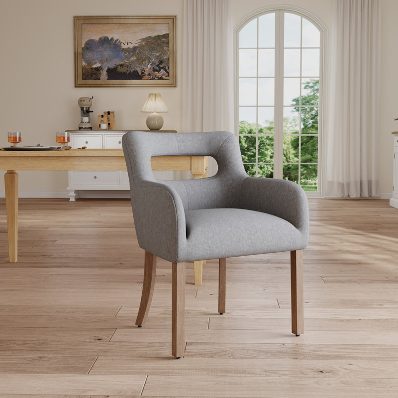 Chaise de salle à manger rembourrée avec accoudoirs, Gris