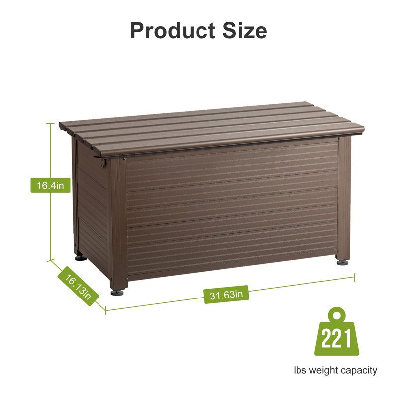 TECSPACE 35.4'' W 53 Gallons Water Resistant Metal Lockable Deck Box, Brown