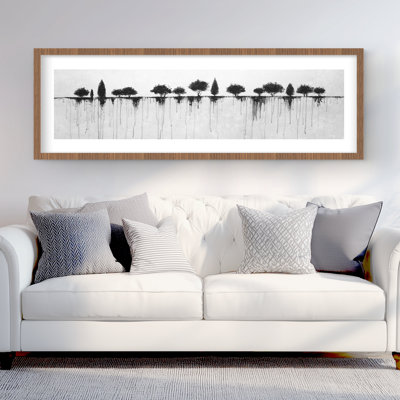 Abstraits arbres noirs - reproduction encadrée avec passe-partout pour la décoration intérieure