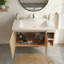 Meuble-lavabo flottant moderne avec armoire, plateau en pierre frittée