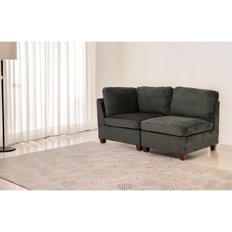 Fauteuil modulaire en tissu de chenille gris 2 pièces 2 pièces pour salon - Fauteuils rembourrés