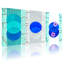 «Boho Contemporary», cercles bleus, rayures, motif de fleurs, ensemble de 3 impressions sur toile-1241753715