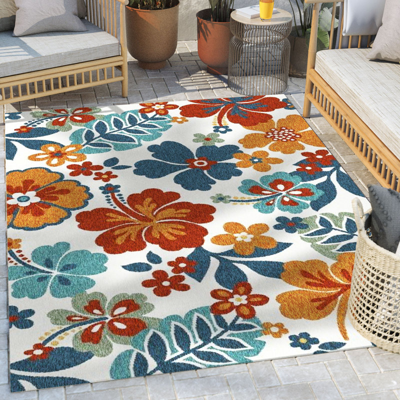 Floral Indoor / Outdoor Area Rug, Rectangle 120 x 160cm