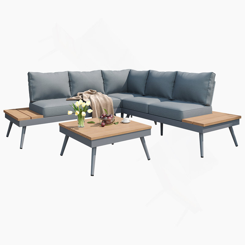 Ensemble de canapé d'extérieur en forme de V 4 pièces Alun