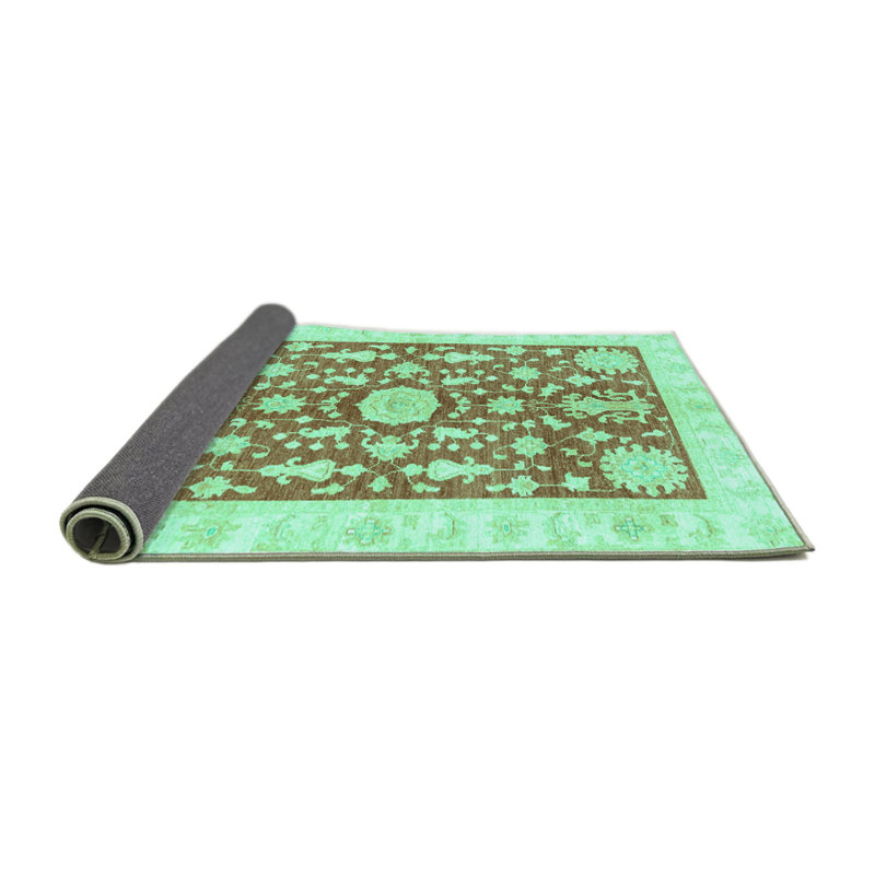 Tapis abstrait bleu / blanc Jacc, Rond 6 pi