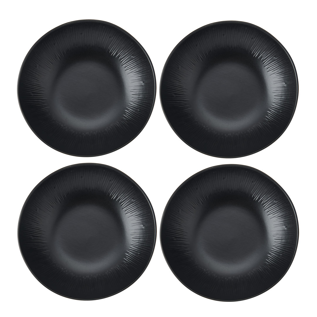 Mikasa Jardin Midnight Stoneware Pasta Bowl Set, Black