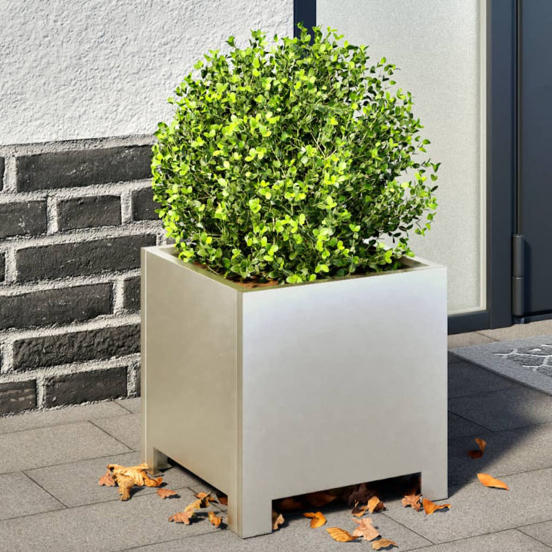 Ashvini Planter Box, Stainless Steel, 11.81" H x 11.81" W x 11.81" D