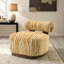Fauteuil d'appoint jaune, contemporain, en chenille à rayures zébrées, mousse haute densité, design arrondi, silhouette sculpturale pour le salon, forme et espace