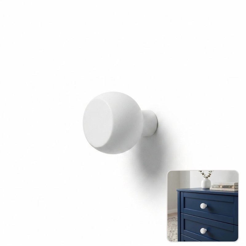 ROUS Hardware Mid Century Modern Sphere Knob, Snow (White)