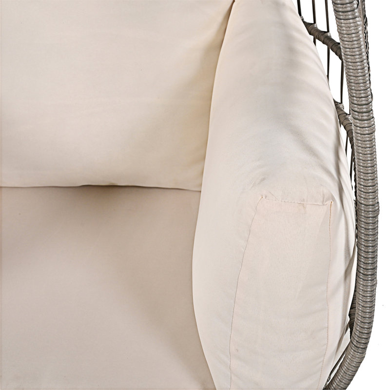 Chaise pivotante d'extérieur avec coussins, Gris, Blanc