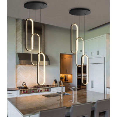 Modern Led Dimmable Chandelier 3-ring Black
