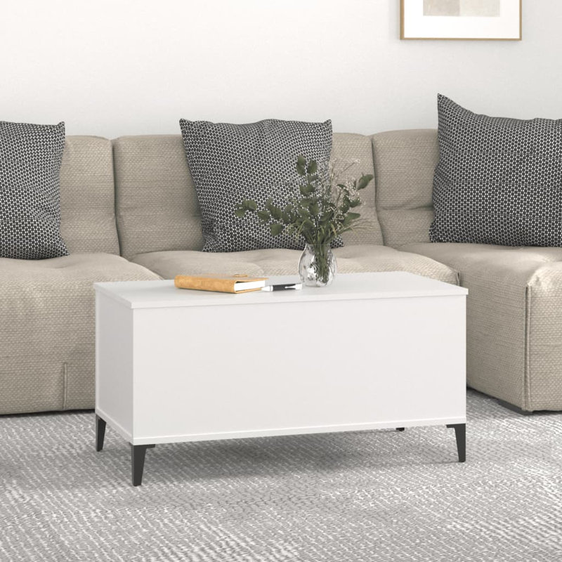 Amyna Lift Top Four Leg Coffee Table with Storage, White