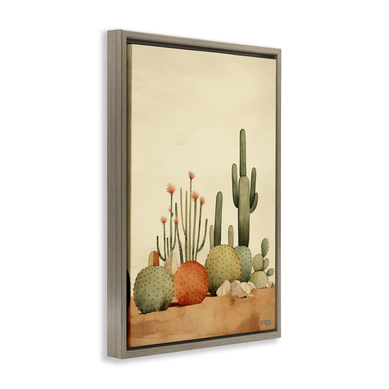 «Desert Cactus Scenery» par Roozbeh Bahramali, Cadre flottant orme Montalcino, H 25 po x l 17 po