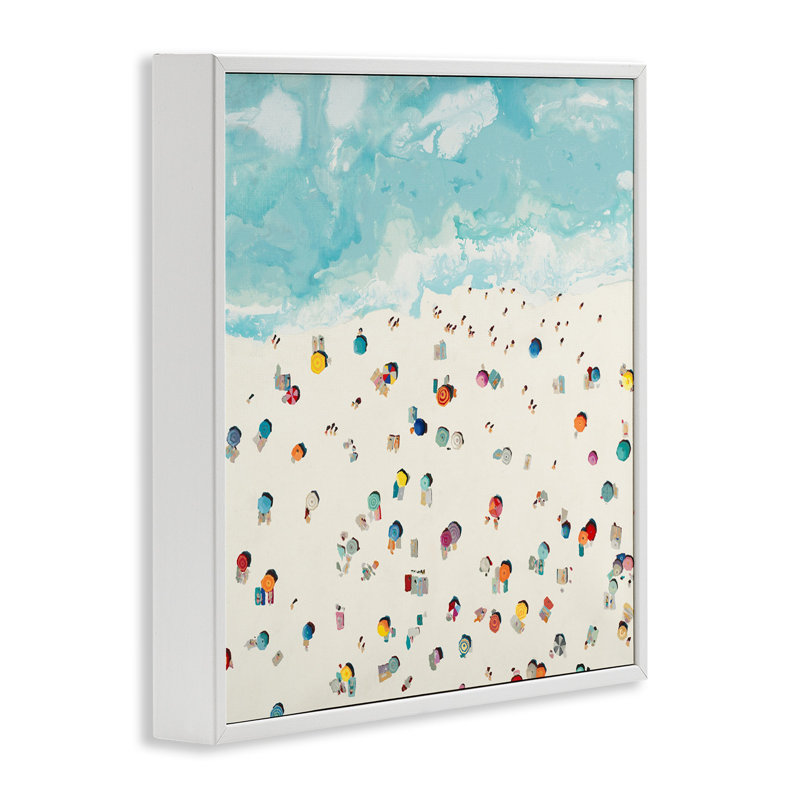 «Abstract People On Beach» par Randy Hibberd, H 24 po x l 24 po x P 1,5 po, Giclée encadrée blanc bord de mer