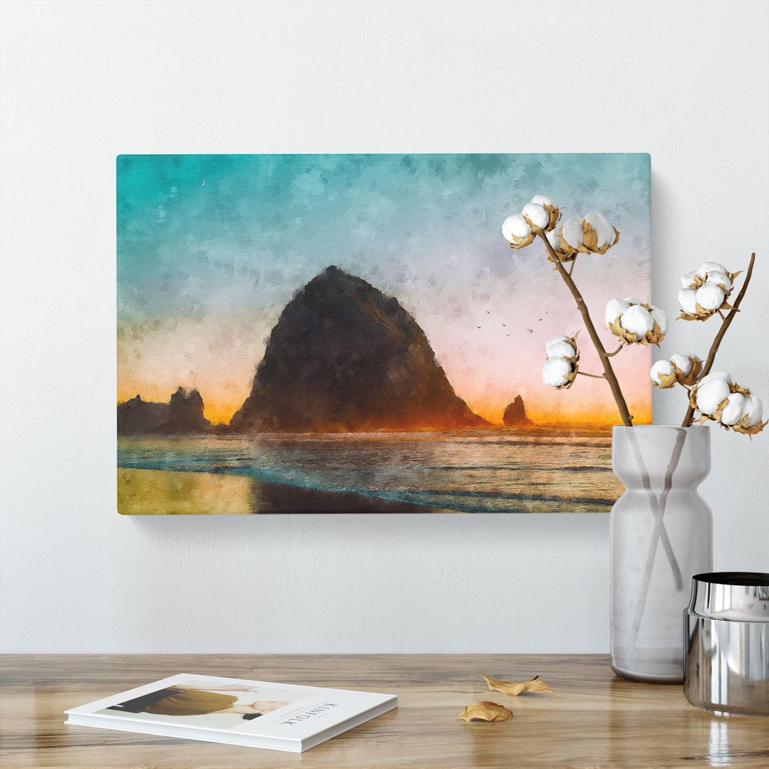 Birds Flying Over The Beach Painting - Wrapped Canvas