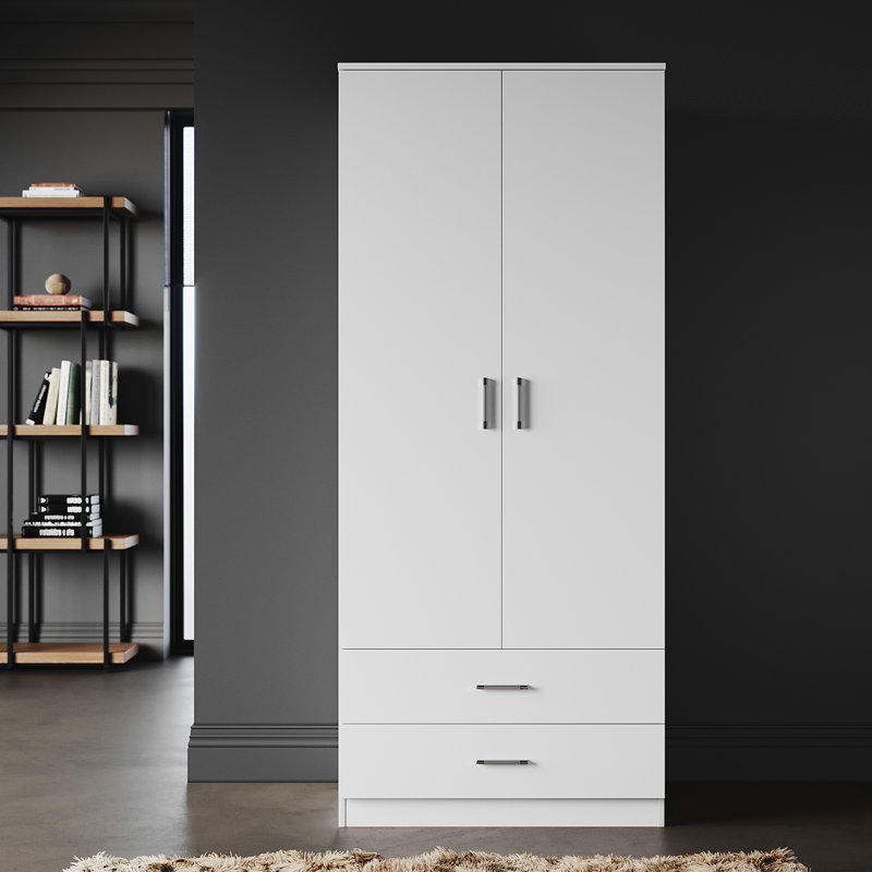 180x50x77cm, Hanging and Storage in One, Double Drawer Large Space Wardrobe, White
