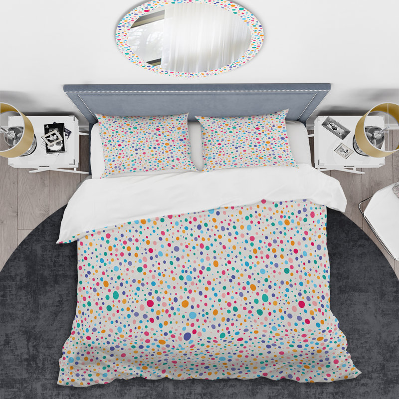 Multicolor Circle Dots - Ensemble de housse de couette abstrait - Microfibre de polyester
