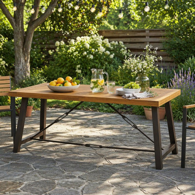 Table de salle à manger d'extérieur en bois d'acacia