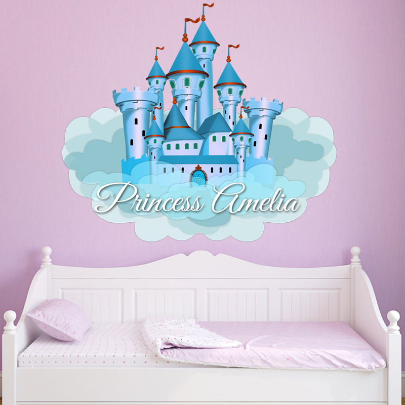 Décalcomanie murale personnalisée princess castle, H 20 po x l 22 po, Bleu