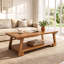 Table basse rectangulaire en bois massif avec rangement pour le salon 55,12 po