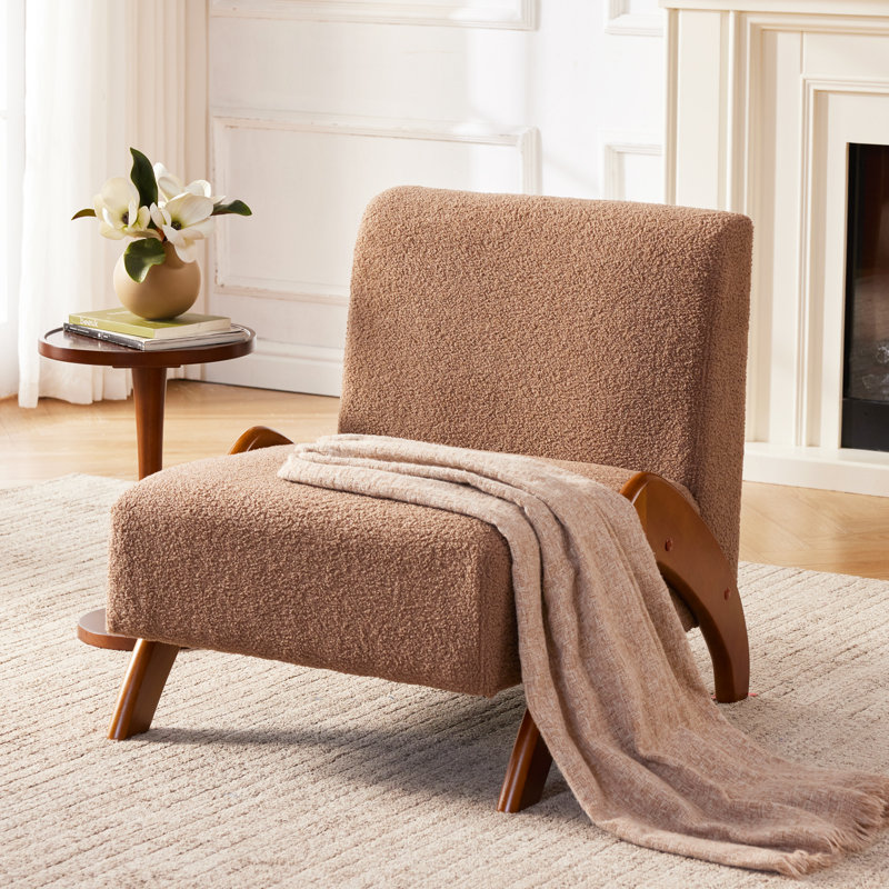 Chaise d'appoint rembourrée avec pieds en bois, Brun