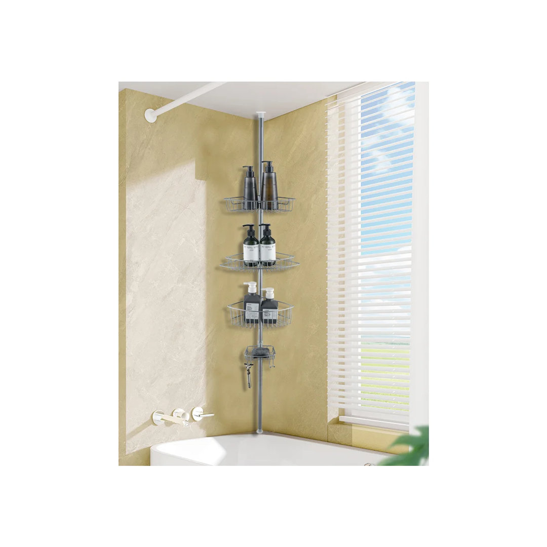 Rustproof Shower Caddy Corner for Bathroom,Bathtub Storage Organizer with Tension Pole Rebrilliant 