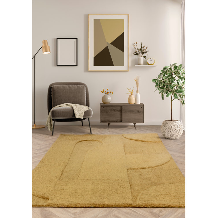 Claverton Cozy Geometric Tufted Yellow Area Rug