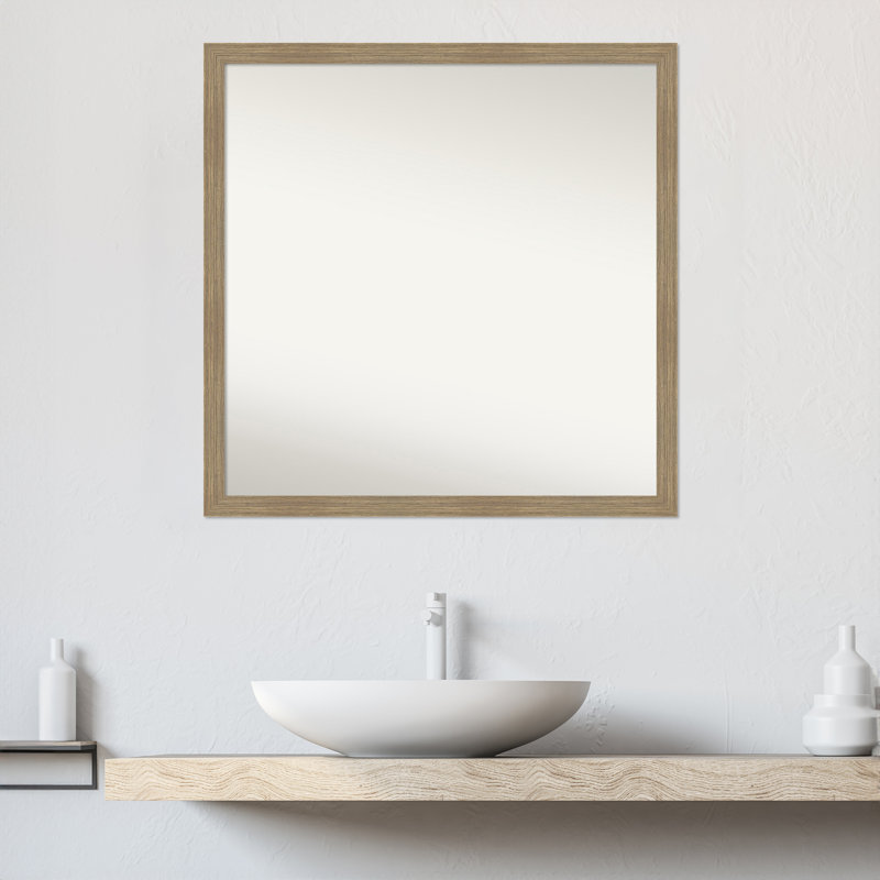 Miroir mural Jisu, 28 po x 28 po, Brun, Carré