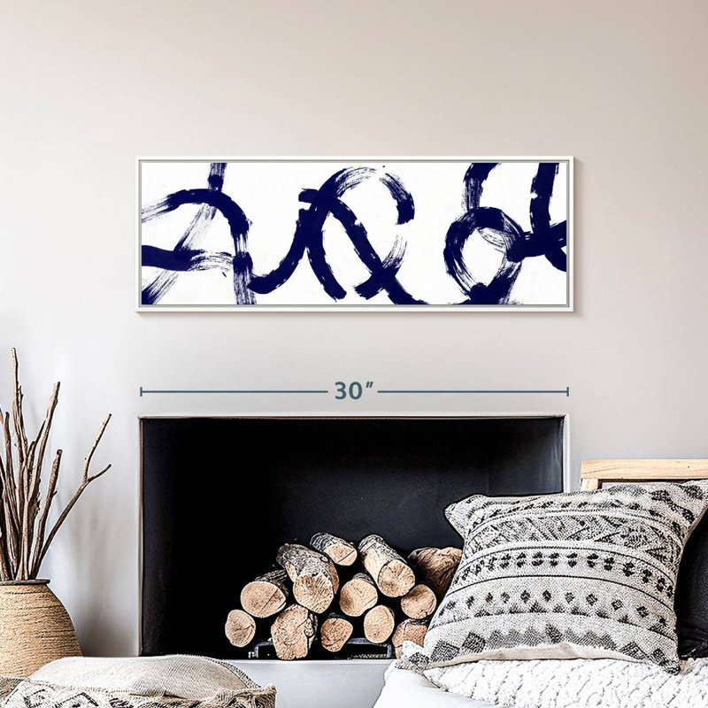 Coups d'un bleu profond, Cadre flottant blanc, 31" X 11"