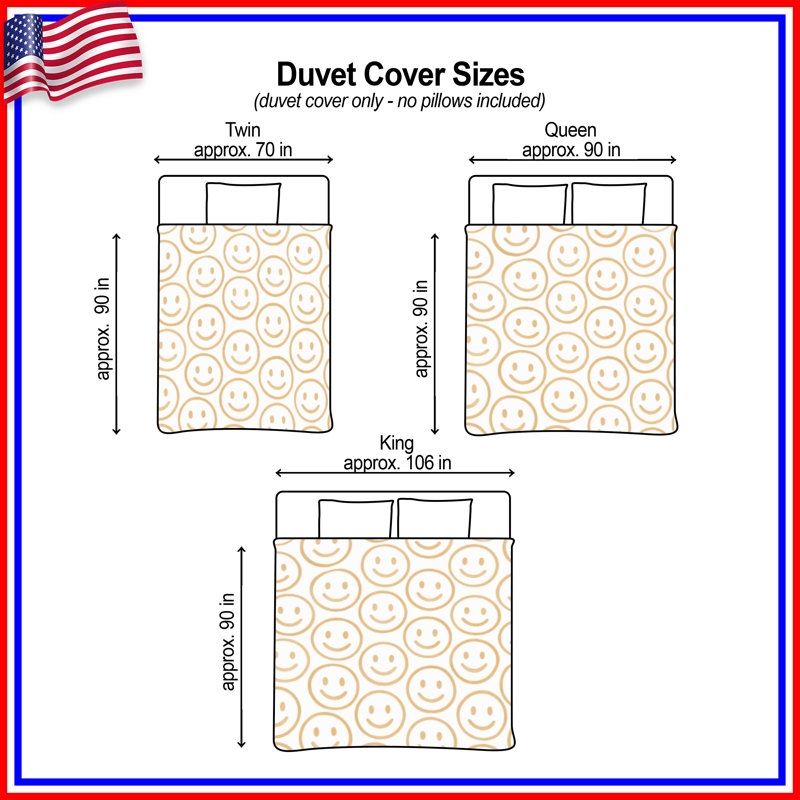 Smiley Face Pattern Duvet Covers, Queen