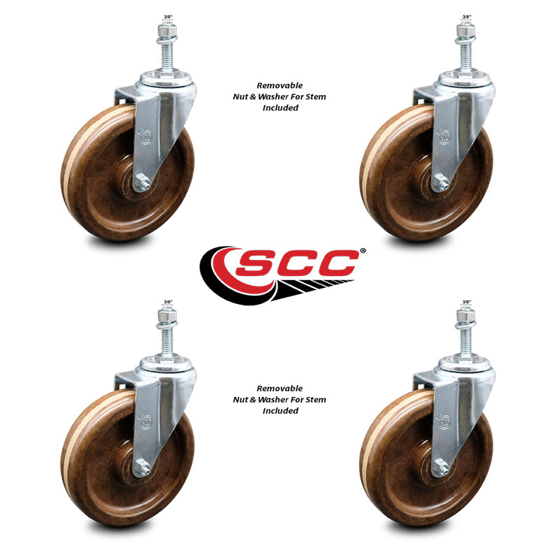 Temp Phenolic Wheel Swivel 3/8 Inch Threaded Stem Caster SCC