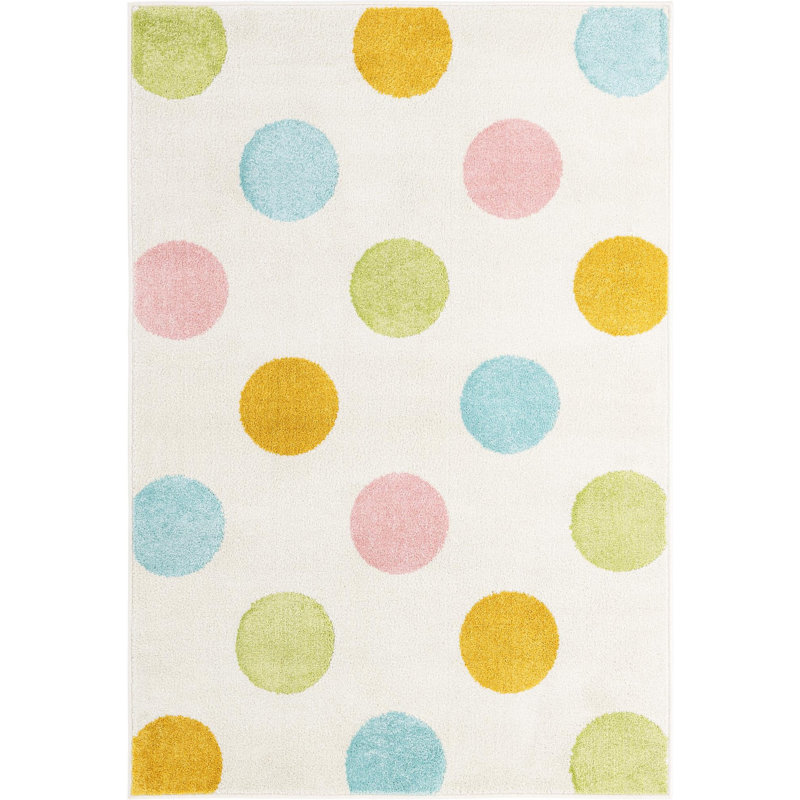  Polka Dots Whimsy Kids Rug, Rectangle 4'1" x 6'1"