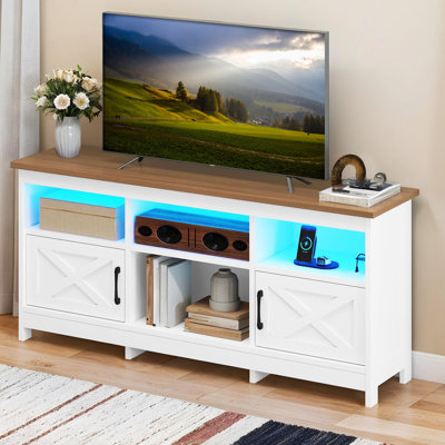 Farmhouse TV Stand For 65" TV With LED Light