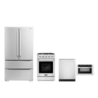 5 Piece Kitchen Package with French Door Refrigerator & 30 Freestanding Electric Cooktop & Wall Oven Cosmo COS-5PKG-230