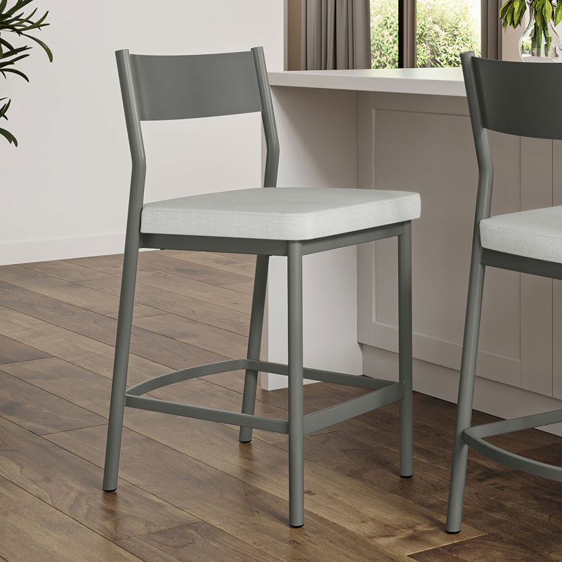 Tabouret de comptoir Latitude Run® Cullison, Blanc, Gris foncé