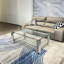 Table basse rectangulaire de 47 po au design moderne, en acier inoxydable et en verre trempé transparent à double couche, rangement pour bureau personnel, assemblage facile, table argentée, salon, apparence-1900955099