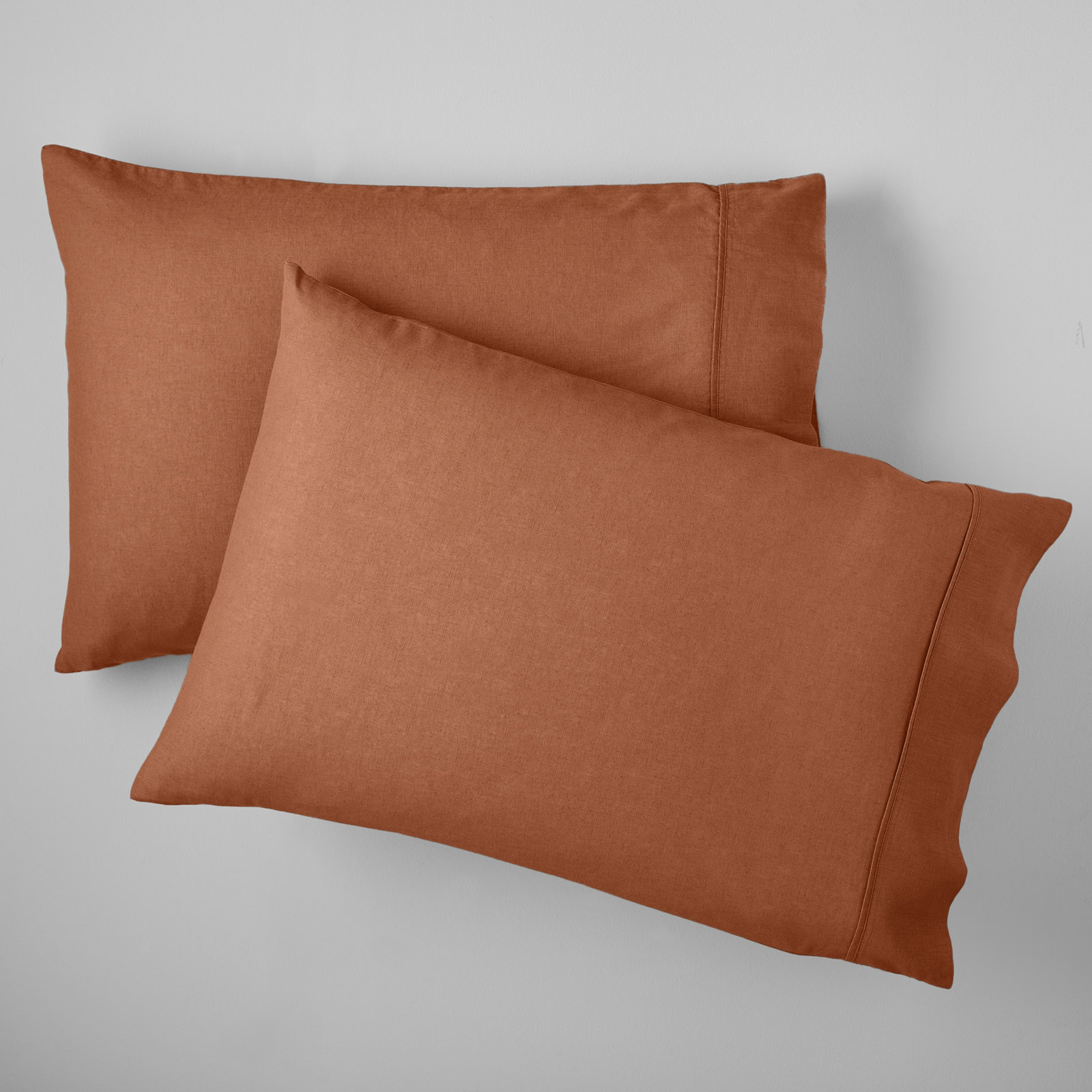 Jeffen Linen Blend Pillowcase, King, Rust