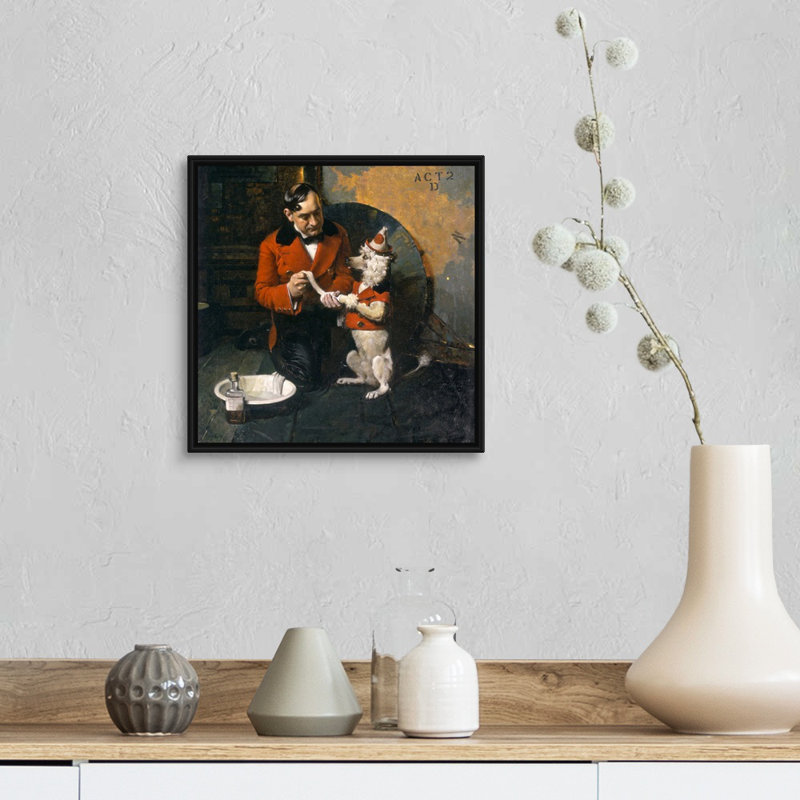 Alors que le public attend, art mural sur toile, H 14 po x l 14 po x P 1,75 po, Cadre flottant noir