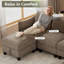Canapé modulaire rembourré en L en chenille de 85,6 po avec repose-pieds Esai-1627188463