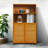 4-Tier Bookcase with Doors, Bamboo Bookshelf Freestanding Cube Storage Organizer with Open Shelves