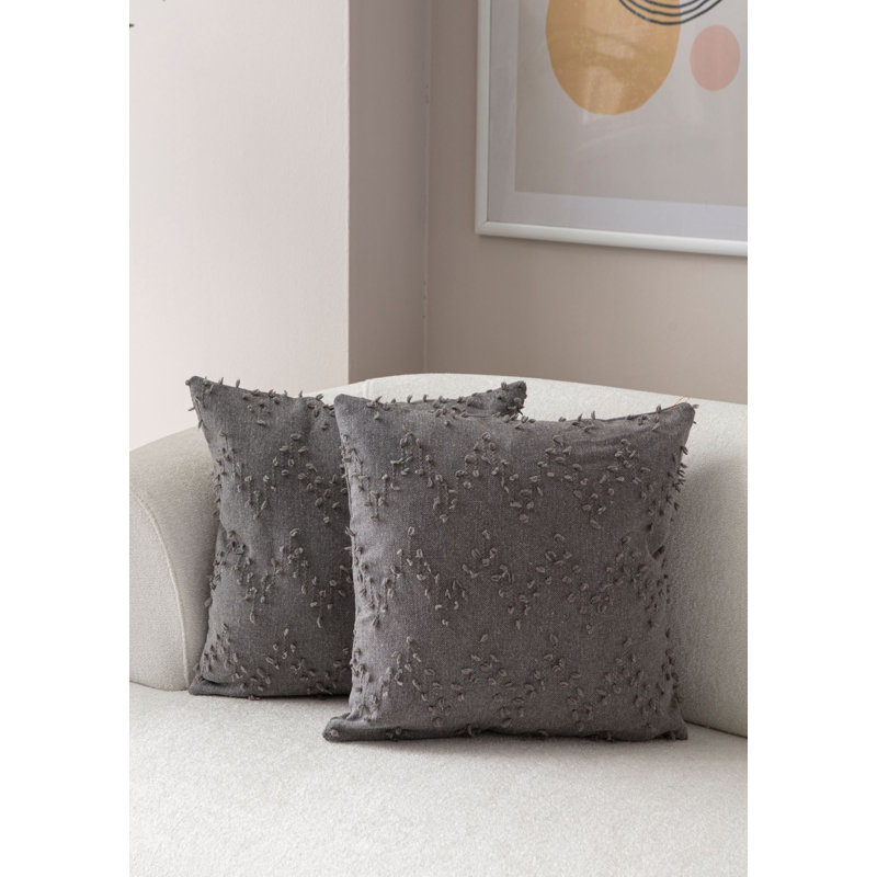 Stylish Cushion Cover Set (2 Pieces), Grey, 16.9 x 16.9 inches | 100% Polyester, Durable Fabric Density: 3.5 oz/sq yd | Machine Washable on Hand-Wash Program, Perfect for Home Decor & Comfort